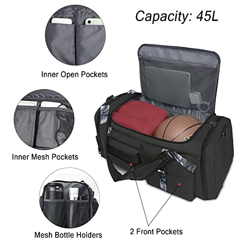 Cico Rider Gym Bags for Men Gym Duffle Bag Backpack 3-Way Sports Duffel Bags for Men with Shoe Compartment & Wet Pocket（Black） - color: BLACK