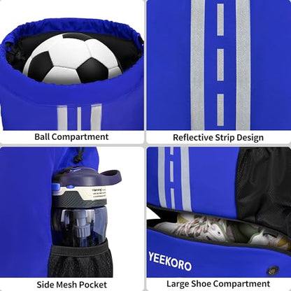 Soccer Backpack Multifunctional Sport Gym Bags with Dry-wet Separate & Shoe Compartment for Basketball Volleyball - color: Basic Model-Blue