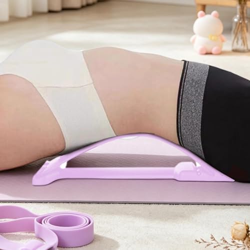 Lower Back Stretcher - with Massage Points 4 Level Adjustable Curved Ergonomic - Back Cracking Device,for Home Gym Yoga Studio Office Car Bedroom Living Room - color: Purple