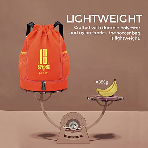 brooman Youth Soccer Bags Boys Girls Backpack for Soccer Basketball Volleyball & Football with Ball Compartment - color: Orange