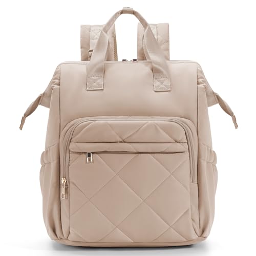CEI-CEI Diaper Bag Backpack for Mom and Dad, Puffer Baby Bag Backpack with Insulated Pocket, Water-Resistant, Unisex Travel Backpack with Changing Pad & Stroller Straps - color: Khaki