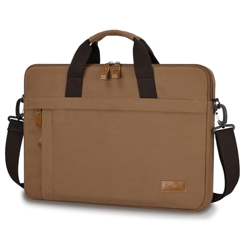 ESTARER Laptop Bag 17-17.3 Inch, Computer Bags for Men Water-resistant Canvas Laptop Case Slim Laptop Sleeve Fits Hp/Dell/Asus/Lenovo/Acer, Brown - color: Brown, size: 17-17.3 Inch