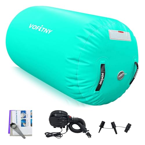 VOFiTNY Inflatable Gymnastics Air mat Tumbling Track with Air Barrel Octagon Mat with Pump for Home/Gym - color: Mint, size: 4'l x 2.5'd