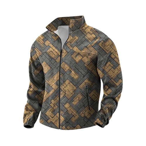 domirica Mens Novelty Print Full-Zip Fleece Hoodie Big and Tall Stylish Trendy Casual Gym Training Warm Sweatshirt - color: Metal, size: Large