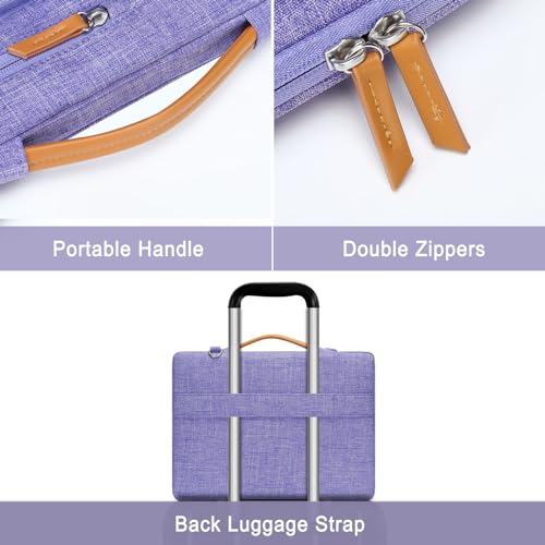 MOSISO 360 Protective Laptop Shoulder Bag,15-15.6 inch Computer Bags Compatible with MacBook Pro 16 inch, HP, Dell, Lenovo, Asus Notebook,Side Open Messenger Bag with 4 Zipper Pockets, Purple - color: Purple, size: 16 inch