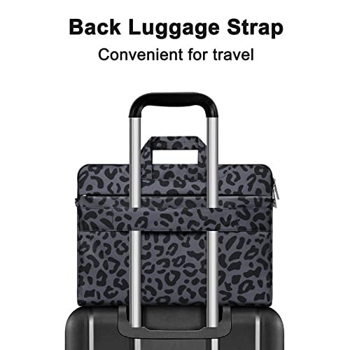 MOSISO Laptop Shoulder Bag, 15.6 inch Computer Bags Compatible with MacBook Air 15 inch M4 M3 M2/Pro 16 M4 M3 M2 M1 2025-2019, 15-15.6 inch Notebook, Leopard Grain Briefcase Sleeve with Belt - size: 16 inch