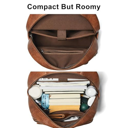 Leresas Vegan Leather Backpack Purse for Women Mens Travel Backpack Work Laptop Teacher BackPack College Daypack Business Backpack Office Bag Brown - color: Brown