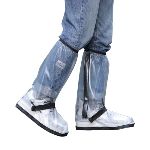 Waterproof Rain Boot Shoe Cover with Reflector Reusable & Foldable - color: Clear, size: XX-Large