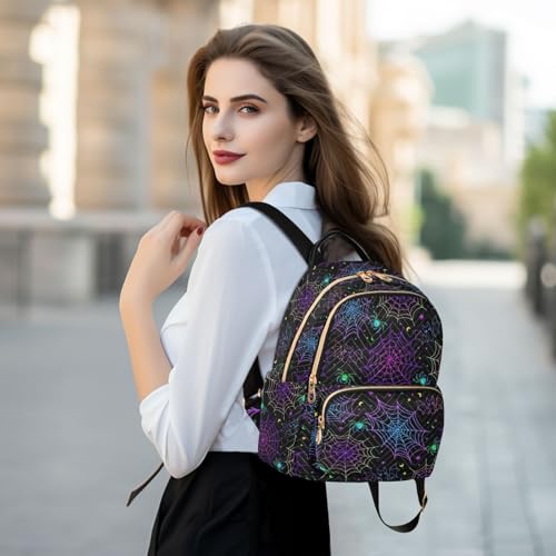 Women Fashion Backpack Purse Goth Bat Spider Web Rucksack, S - color: Color 03, size: Small