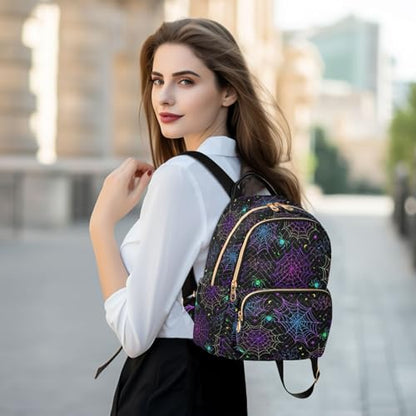 Women Fashion Backpack Purse Goth Bat Spider Web Rucksack, S - color: Color 03, size: Small