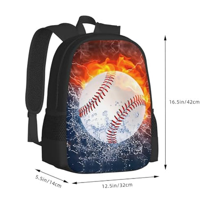 Basketball Fire and Water Design Backpack Laptop Travel Bag Adjustable Backpack Print Daypack for Men Women 16.5 In - color: Style 4