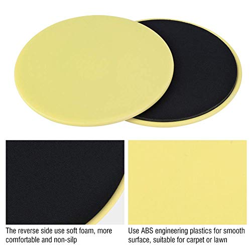 Core Sliders Exercise Discs, 2-Pack Yellow Fitness Sliders for Home Gym, Yoga, Pilates, Full Body Workout on Wood, Carpet, Tile