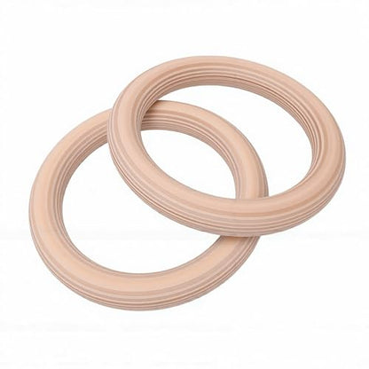 POCREATION Gymnastics Rings Double Circle Wood Rings with Polyester Straps for Comprehensive Home Gym Workouts
