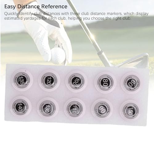 SUNGOOYUE Golf Club Distance Markers, 20 Pack Easy Install Golf Ball Makers Reference for Golfers & Training Sessions - color: White