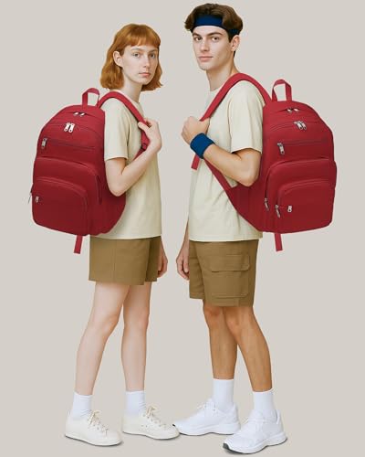 Backpack for Middle High School Teen Boys Girls Large College Bookbag with Laptop Compartment Back to School Book Bags Mochilas Escolares para Niños Niñas Adolescentes (Dark Red, Solid) - color: Dark Red