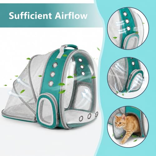 Expandable Cat Carrier Backpack with Bubble Window, Green - color: Green