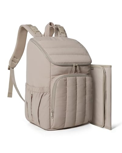 BAGSMART Diaper Bag Backpack, Large Baby Diaper Bag, Quilted Puffy Baby Bag for Mom with Quick-access Insulated Pockets, Lightweight Versatile Travel Backpack - color: Brown