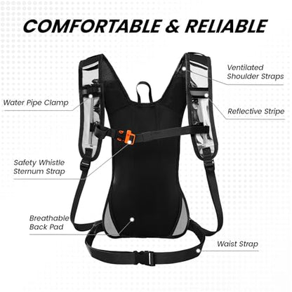 Nepest Hydration Pack Backpack for Women & Men, Lightweight Water Backpack with 2L Water Bladder for Hiking Cycling Running Biking - color: Holographic - Silvery