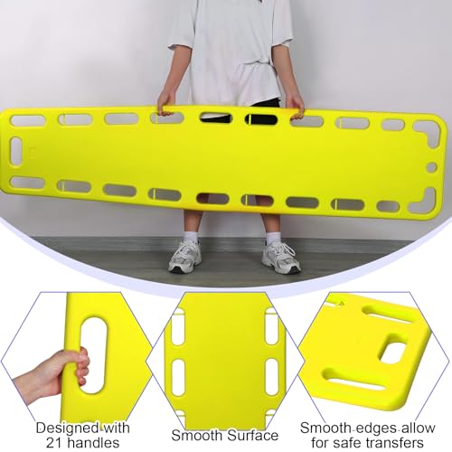 Jenaai 72.83 x 17.72 x 2.5 Inch Spine Board Stretcher with Backboard Straps, Backboard Immobilization Portable Spine Stretcher Plastics Lightweight Base Board (Yellow) - color: Yellow