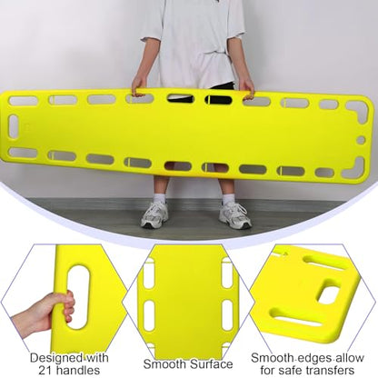 Jenaai 72.83 x 17.72 x 2.5 Inch Spine Board Stretcher with Backboard Straps, Backboard Immobilization Portable Spine Stretcher Plastics Lightweight Base Board (Yellow) - color: Yellow
