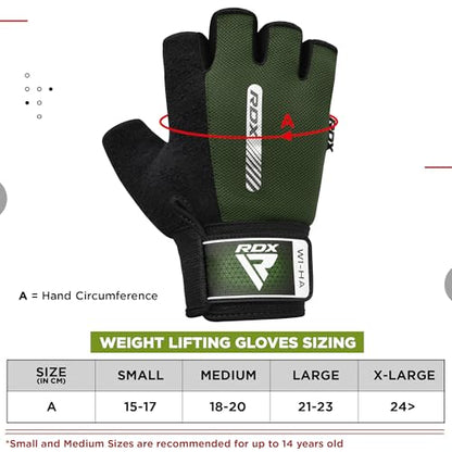 RDX Weight Lifting Gloves Gym Fitness Workout, Anti Slip Padded Full Palm Protection, Ultra Ventilated, Bodybuilding Strength Training HIIT WOD Exercise, Half Finger Men Women Cycling Rowing Climbing - color: Army Green, size: X-Large