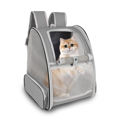 Cat Backpack Carrier,Pet Carrier Airline Approved for Small Dog Cat Puppy Kitten Bunny,Ventilated Mesh Design Animal Backpack for Hiking Camping Travel Bag (Light Grey) - color: Light Grey