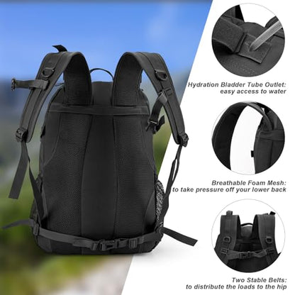 Jueachy Tactical Backpack for Men Hiking Day Pack Molle Military Rucksack Waterproof 30L EDC Bag with USA Flag Patch - color: 35l-black