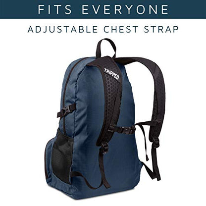 TRIPPED Travel Gear Traveling Backpack- Foldable collapsible lightweight backpack for travel (Blue) 35 liters - color: Deep Blue Sea