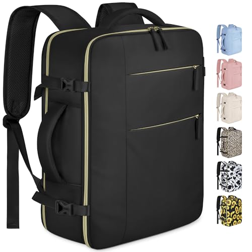 Capolo Travel Backpack for Women Men Waterproof Laptop Backpack Airlines Approved Carry On Backpack Bag Computer Bookbag for Business, Work, Traveling Fits 17 Inch Laptop(Black) - color: Black, size: 17 Inch