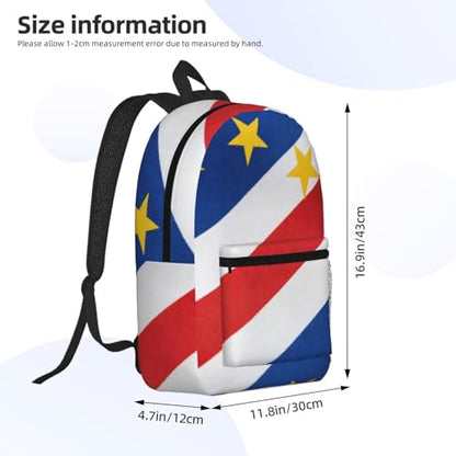 MZERSE Laptop Backpack Flag Of Cape Verde, Lightweight Work Backpack, Commuter Bag for Office, Travel and Daily Commute - color: Pattern (1112)