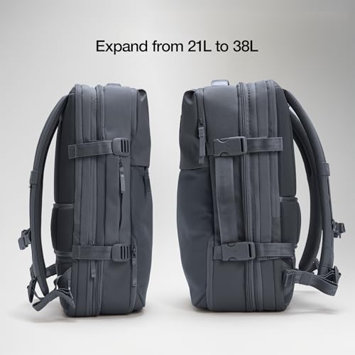 Incase A.R.C. Travel Backpack 38L – Expandable Carry On Luggage, Fits up to 17" Laptop – Butterfly Opening, Quick Access Pocket, Shoe Storage – Airplane Travel Essentials, Weekend Bag – Navy - color: Navy