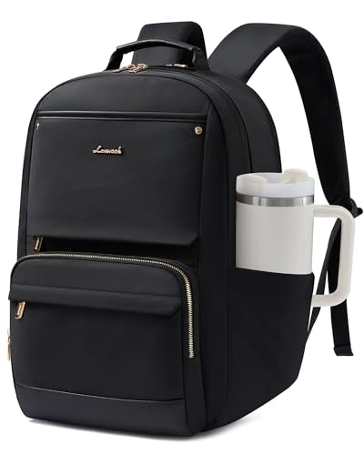LOVEVOOK Laptop Backpack for Women with Large Capacity Cup Pocket, 17 inch Work Purse Travel Bag for Teacher Nurse, Waterproof Computer Business Back Pack, Bookbag for College, Black - color: Black, size: 17.3 inch