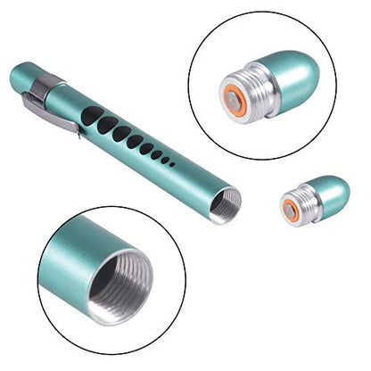 Aokin Medical Pen Light for Nurse Doctor, Reusable LED Medical Penlight Flashlight with Pupil Gauge and Ruler, White Light, Teal - color: Teal