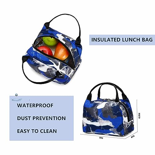Lmwzh Backpack For Boys Girls Elementary Waterproof teen School Bags Kids Bookbag Lightweight Camo Blue 2PC - color: A-blue
