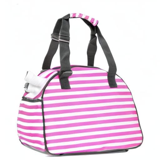 Pik’le’Ball Sport Premium Women's Pickleball Bag – Stylish and Versatile Sports Bag with Water Bottle Holder, Padded Paddle Pocket, and Spacious Design (fits 2+ Paddles!) - color: Stylish Stripe Pink
