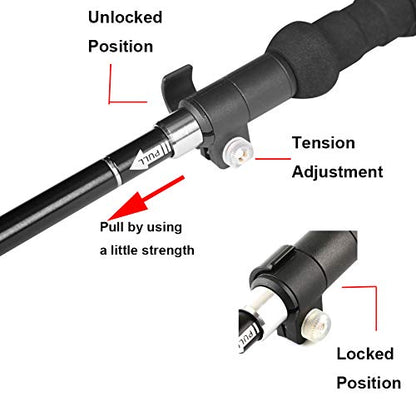A ALAFEN Aluminum Collapsible Ultralight Travel Trekking Hiking Pole for Men and Women (Fits 5'3" - 6'2") - color: Y_Black