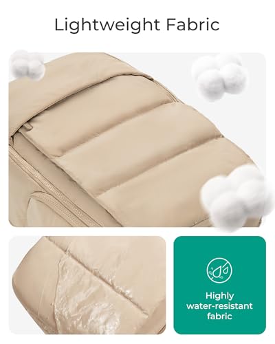 BAGSMART 30L Travel Backpack for Women, Carry on Backpack for Airplanes, Gym Backpack with Shoe Compartment, Lightweight Travel Bag Fits 15.6 Inch, Water-Resistant, Beige - color: Beige