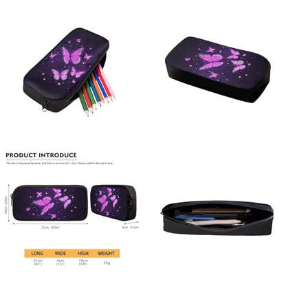 Aesthetic Butterfly Backpack for Girls Kids Backpack with Lunch Box Water Bottle Carrier with Strap and Big Pencil Case 4PCS Set Bookbag with Front Pocket for School 17" Lightweight School Bag - color: Aesthetic Purple Butterfly