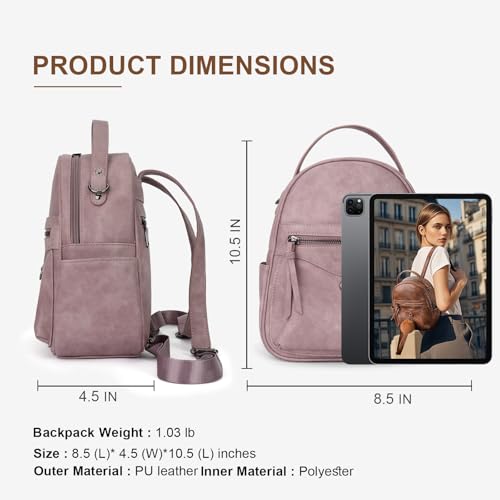 KITEVIUN Mini Backpack Purse for Women Fashion Cute Small Travel Backpacks Daypacks Shoulder Handbag - color: 01-purple