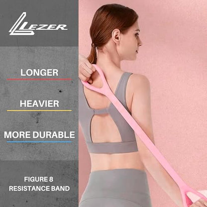 LEZER Figure 8 Resistance Band, Fitness Elastic Rope, Execrise Workout for Arm, Back, Chest and Shoulder, Yoga, Pilates, Stretching, Physical Therapy Equipment - style: Pink；20 lbs