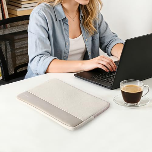 Laptop Case 13.3 inch, 13-13.3 inch Laptop Sleeve Compatible with MacBook Air M4 M3 M2 M1 2025-2018 / Pro M2 M1 2025-2016, HP Dell ASUS Lenovo Acer, Water-Resistant Computer Case Bag - color: Cream White, size: 13-14 inch