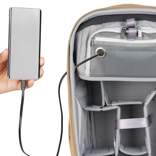 VANGUARD VEO Metro B25L Camera & Everyday Backpack (Beige) – Fits 70–200mm Attached, 16" Laptop Storage, Convertible Daypack Design, Carry-On Ready - color: Beige, size: 25L