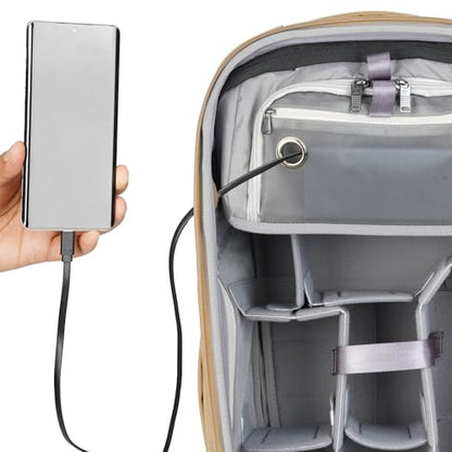 VANGUARD VEO Metro B25L Camera & Everyday Backpack (Beige) – Fits 70–200mm Attached, 16" Laptop Storage, Convertible Daypack Design, Carry-On Ready - color: Beige, size: 25L