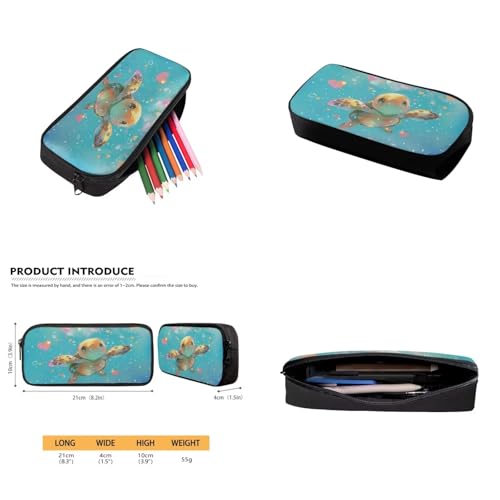 Cute Sea Turtle Backpack for Girls Kids Backpack with Lunch Box Water Bottle Holder with Strap and Large Pencil Case 4PCS Set Bookbag with Front Pocket 17 inch Sturdy Elementary School Bag - color: Cute Sea Turtle