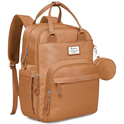 RUVALINO Diaper Bag Backpack-Multifunction Baby Travel Bag with Changing pad, Insulated Bottle Holders & Pacifier Case, Large Capacity, Waterproof, Dark Brown - color: Dark Brown