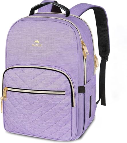 MATEIN 15.6 inch College School Bookbag for Women, Anti Theft Purple Laptop Backpack for Girls, Water Resistant Stylish Student Computer Backpack for Campus Nurse Daily Carry Bag Daypack - color: Purple, size: 15.6inch