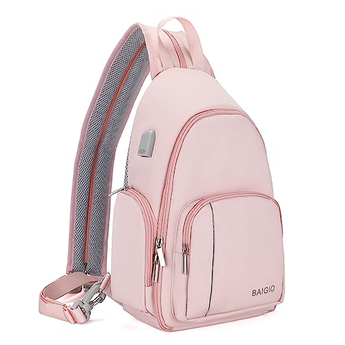 BAIGIO Camera Sling Bag Small Camera Backpack for Photographers,Waterproof Camera Crossbody Bag Travel Caemra Backpack for DSLR SLR Mirrorless Camera - color: Pink