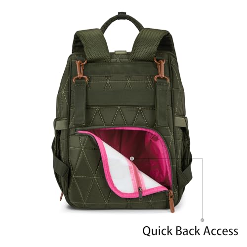 Montana West Wrangler Diaper Bag Backpack Baby Essentials Bag Quilted Travel Backpacks with Insulated Pockets, Portable Changing Pad, Stroller Straps, Pacifier Case - color: Green