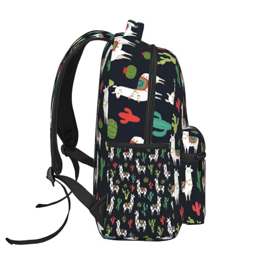 Commuter Laptop Backpack Llama Alpaca Cactus, Lightweight Water Resistant Daypack with Inner Pocket for Work, Office - color: Pattern (225)