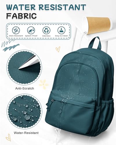 BJLFS Blue Backpack for School Women Girls, Waterproof Bookbag Cute High School Backpack for Men Teen Boys, Lightweight Travel College Backpacks Mochilas Escolares para Casual Daypack Rucksack - color: A0-peacock Blue